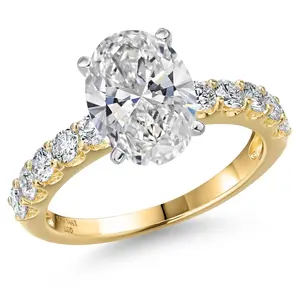 1.70 to 5.70 Cttw IGI Certified Lab Grown Diamond 2-Tone 14K White and Yellow Gold Engagement Ring For Women | Oval Cut | E-F | VS1-VS2 | Wedding Anniversary Ring