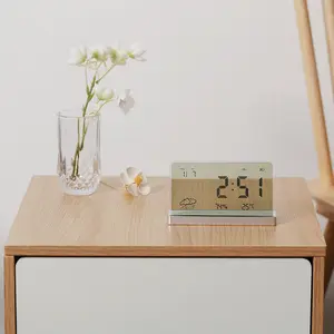 New 40-Day Battery Life Digital Alarm Clock - 3 Extra-Loud Alarms Crystal-Clear Transparent LCD Display Accurate Indoor Temperature and Humidness Monitoring - Perfect for Bedroom Home Living Room or Office Decoration  for Mothers Day Metal Rechargeable