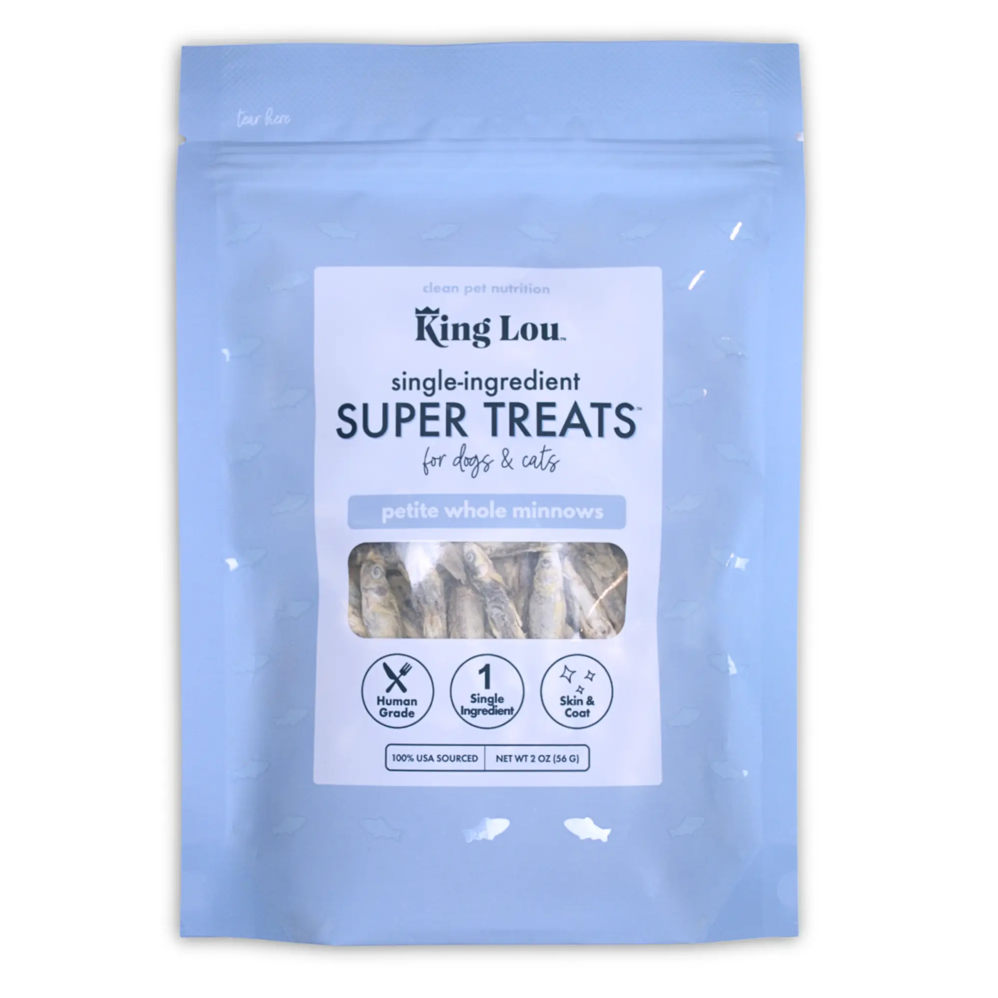 King Lou Small Minnows - Freeze Dried Raw Snack for Dogs and Cats single ingredient, 100% USA, Human Grade, Treats Pet Products Natural Food Pets Supplies