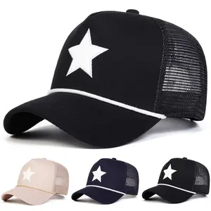 Unisex Pentagram Embroidered Baseball Cap Mesh Hat Outdoor Sport Adjustable Sunscreen Leisure Hat Spring Autumn Travel Tourism Beach Vacation