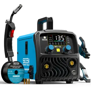 Seesii MIG 135 3-IN-1 Welder, Flux MIG/Stick/Lift TIG Welding Machine, 110V, Digital Control, Welds Up to 5/16" (8mm), Portable 7.7lbs Lightweight Welder with 6.5FT Torch & Complete Kit