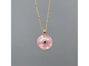 Eye of Horus Pearl Cubic Zirconia Necklace Medal Coin Necklace,Miraculous Medallion Necklace for Women