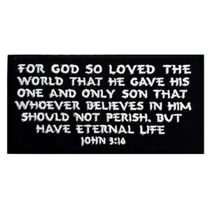 John 3:16 Christian in God Patch [4.0 X 2.0 - Iron on sew on -JP4]