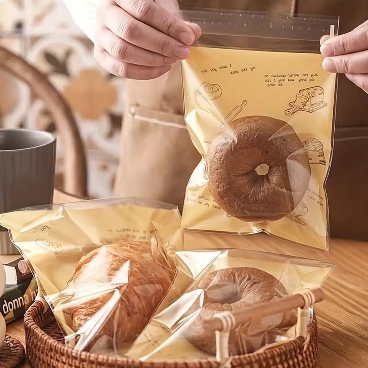 50pc Self-Sealing Bread Bags for Homemade Treats, Ideal for Events, Gift Wrapping Supplies & Gift Packaging, Perfect for Baking & Celebrations, Resealable Packaging