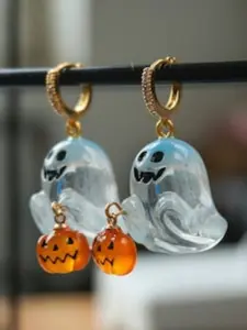Charming Halloween & Pumpkin Hoop Earrings - Cute Resin Jewelry for Women, Perfect for Parties & Gifts