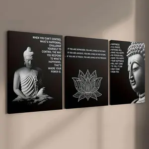 3-Piece Solid Wood Frame Canvas Art Set, Islamic Calligraphy Decor Theme Poster, Modern Home Wall Decoration, Waterproof & Stylish