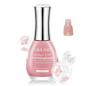 SAVILAND Nail Strengthener Sheer Pink Natural Concealer Nail Polish Air Dry Complete Nail Care with Castor Oil Vitamin E 15ml for Weak Thin Nails Home DIY Manicure Women Gift