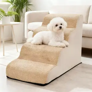 Pet Stairs for Cats, Dogs, Poodle and Puppy, 2-5 Steps Non-Slip Durable Fabric, Detachable Washable Sofa Bed Ladder for Injured Elderly Pets