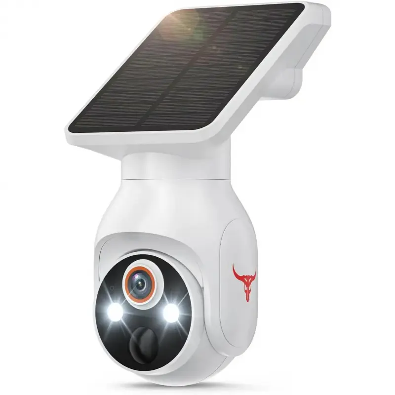 Wireless 1080p Solar-Powered Security Bullet Camera, AI Human Detection, 2-Way Audio, Color Night Vision, 2.4G WiFi Only, Cloud Storage (Sold Separately), Indoor/Outdoor Monitoring