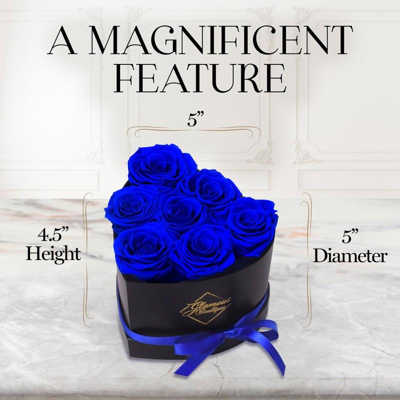 Immortal Love Black Heart | 7 Blue Roses Box Decor