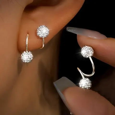 Women's Elegant Rhinestone Decorated Stainless Steel Earrings, Exquisite Trendy Earrings, Fashionable Jewelry Accessories for Women, High Quality Earrings for Party & Daily Wear