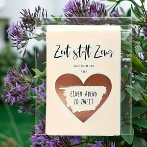 4 Heart-Shaped DIY Time Coupons, Minimalist German Gift Cards, Interactive Love Exchange Cards, Surprise for Anniversaries or Birthdays