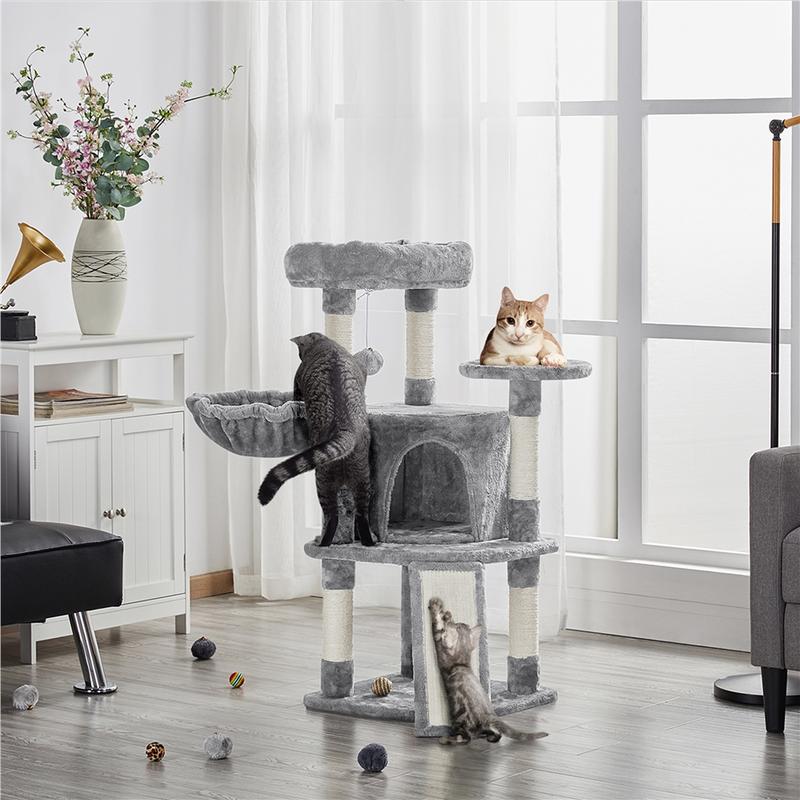 Yaheetech 42in Cat Tree with Scratching Posts and Condo, Plush Cat Tower with Perch Platform for Indoor Small Medium Cats