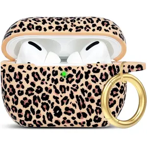Leopard Cow Print Silicone Case for AirPods Pro 2/1 Soft Case Cover for Women Girls with Keychain