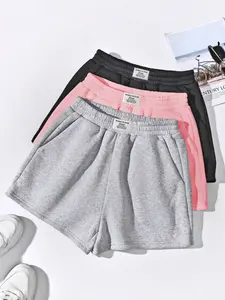 Women's Summer Drawstring Solid Color Sport Shorts, Casual Loose-Fit Everyday Wear, Comfortable All-Season Athletic Shorts (pack of 3)