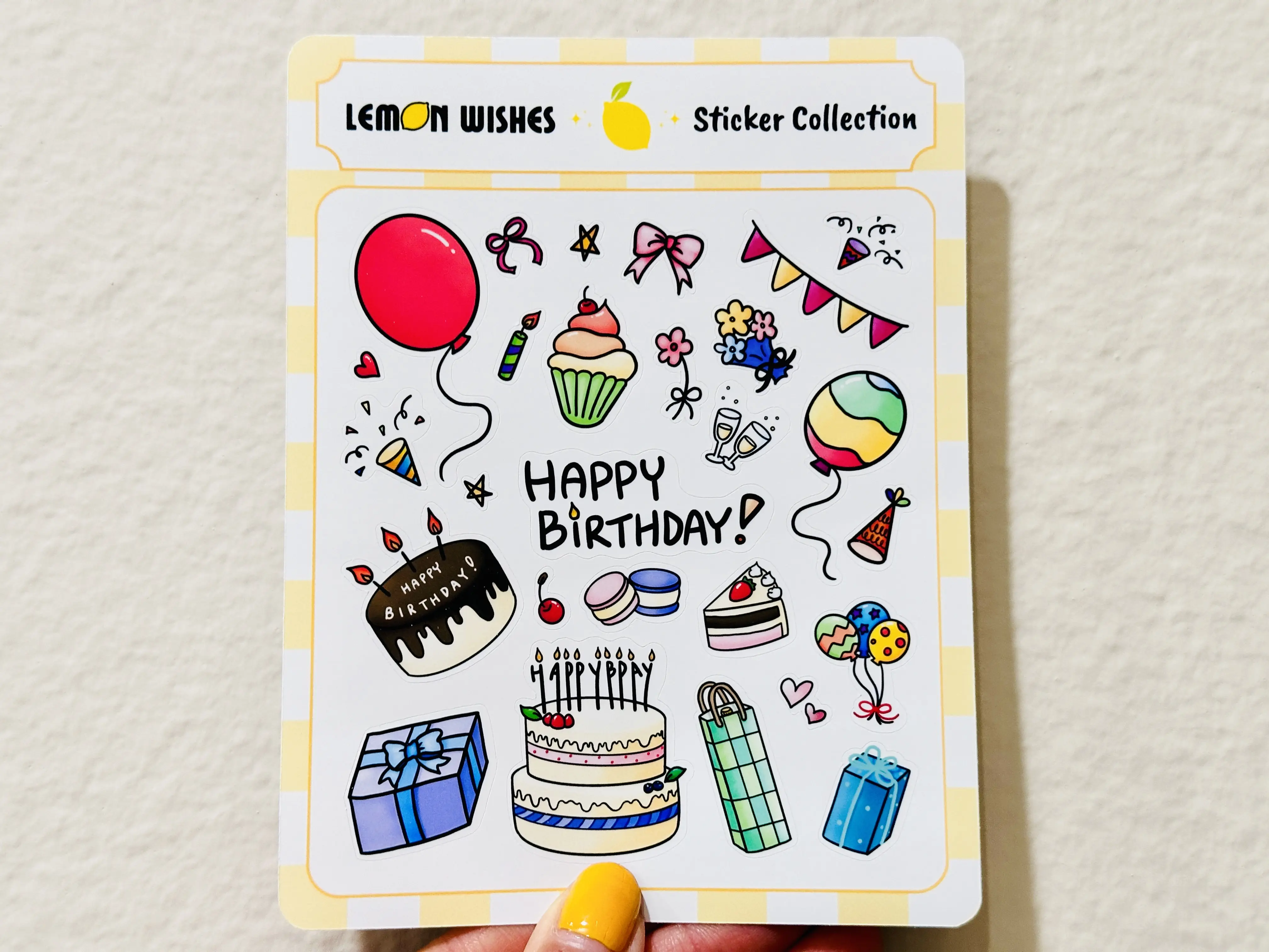 Birthday Sticker - sticker sheet, cute stickers, happy bday stickers for journal, planner, diary, notebook