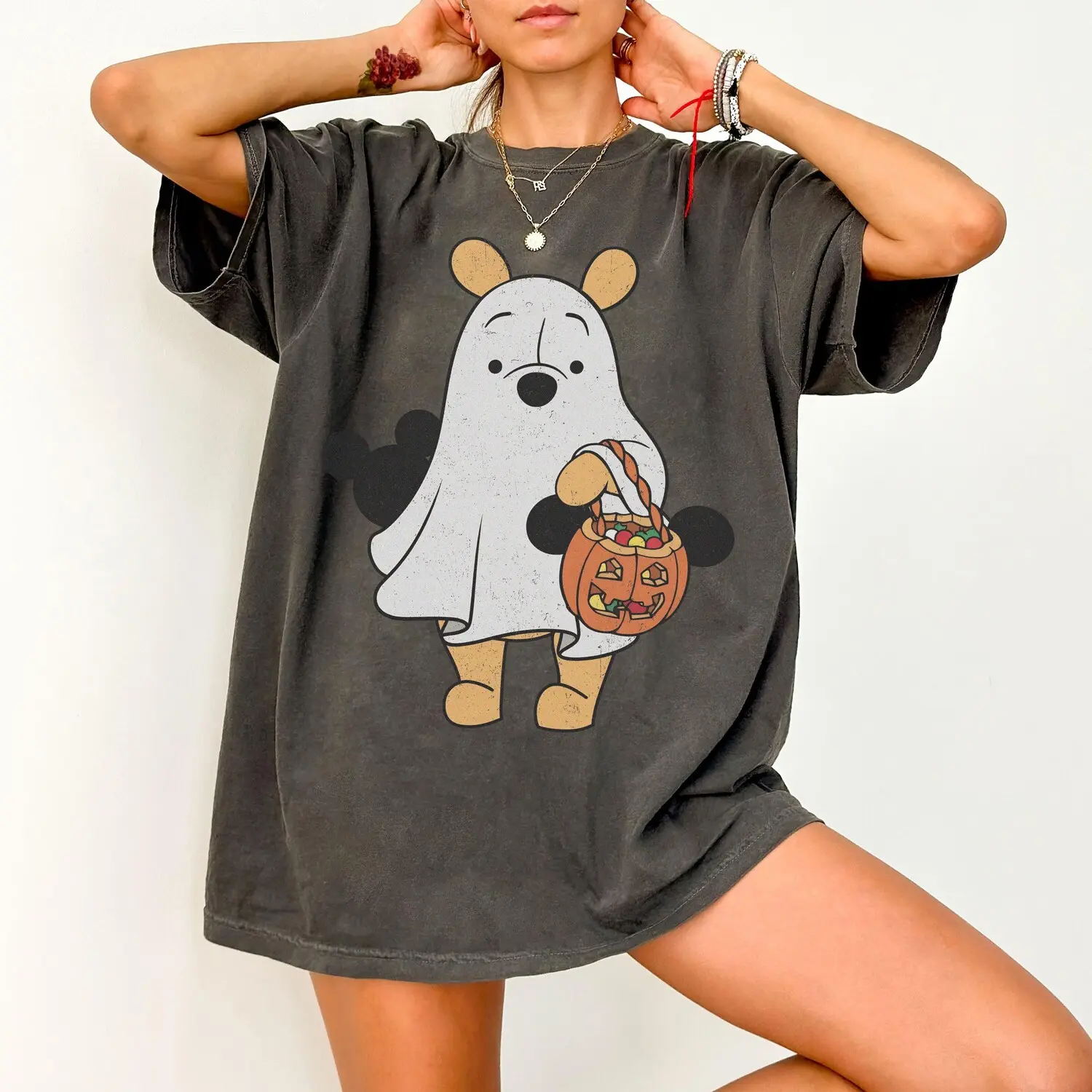 Retro Bear Ghost Halloween Shirt Comfort Colors, Winnie the Bear Spooky Season Tee, Magic Kingdom Halloween Shirt, Cute Fall Unisex Sweatshirt Gift