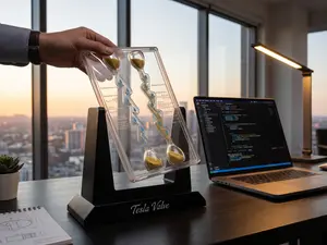 Tesla Valve Fluid Display Kinetic Desk Toy | Perfect Graduation Gift for Engineers & Tech Lovers | Oddly Satisfying Science Physics Hourglass Decor