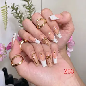 Nailbeebee Z53  1.3 inch Handmade Press-On Nails | Reusable,Salon-Quality,Long-Lasting,Glossy Design |  For Daily Office & Workplace,Date Nights & Romantic Outings,Shopping & City Leisure Trips,Holiday & Short Travels