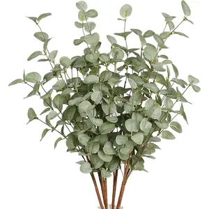12 count 27" Eucalyptus Stems Greenery Stems Eucalyptus Leaf  in Green Silk Plastic  Floral Artificial  for  Party Wedding Decoration