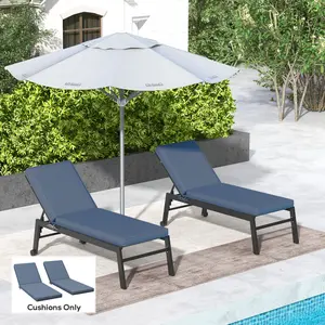 2-Piece Patio Chair Cushions with Backrests Sky Blue Quick-Drying Fabric High-Density Foam Durable Fade-Resistant Outdoor Lounge Chair Replacement Cushions All Seasons Use