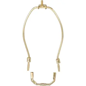 14 Inch Heavy Duty Lamp Shade Harp Holder for Table and Floor Lamps, Brass Plated Steel Finish