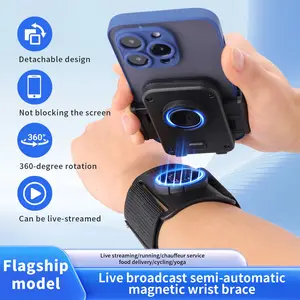 360 Rotating Phone Wrist Strap Arm Band Holder Detachable Not Blocking The Screen Live Streaming Ready for Phone Wrist Hand Strap Rotation Mount for iPhone Samsung Xiaomi Smartphone