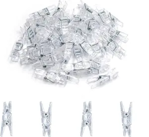 128 count Mini Transparent Plastic Clear Clips, Binder, Photo Clips, Clothespins Clip