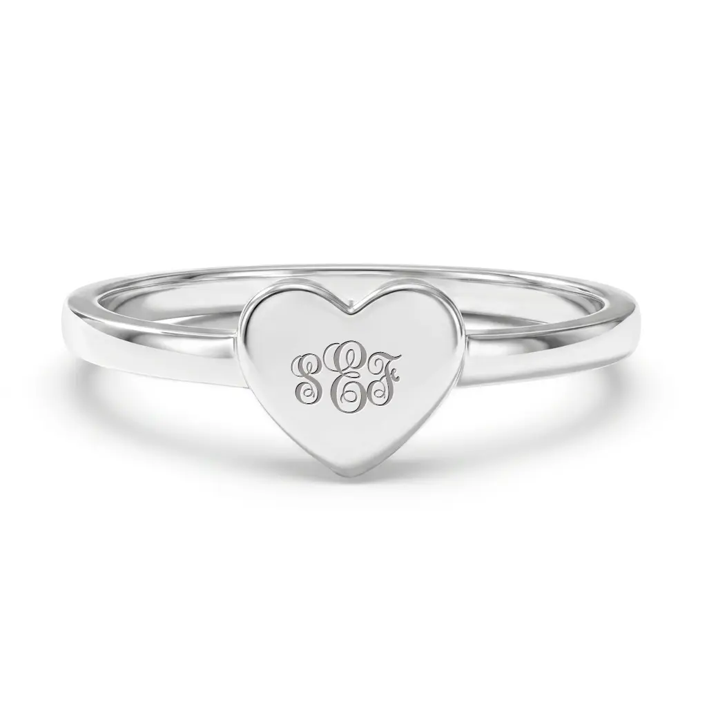 IN SEASON JEWELRY Sterling Silver Polished Heart Shape Love Ring for Girls - Engravable, Sentimental, Size 2-5 Kids' Costume Jewelry Accessory