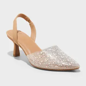 Women's Isabel Embellished Slingback Kitten Heels - A New Day