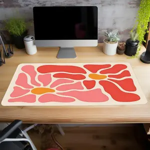 Abstract Flower Pattern Mouse Pad, Geometric Pattern Large Mouse Pad, Natural Rubber Non-slip Keyboard Pad, Desk Mat for Office Home, Desk Accessories