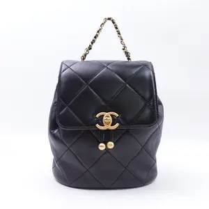Pre-owned CHANEL Calfskin Backpacks CC Black Backpack T10197568