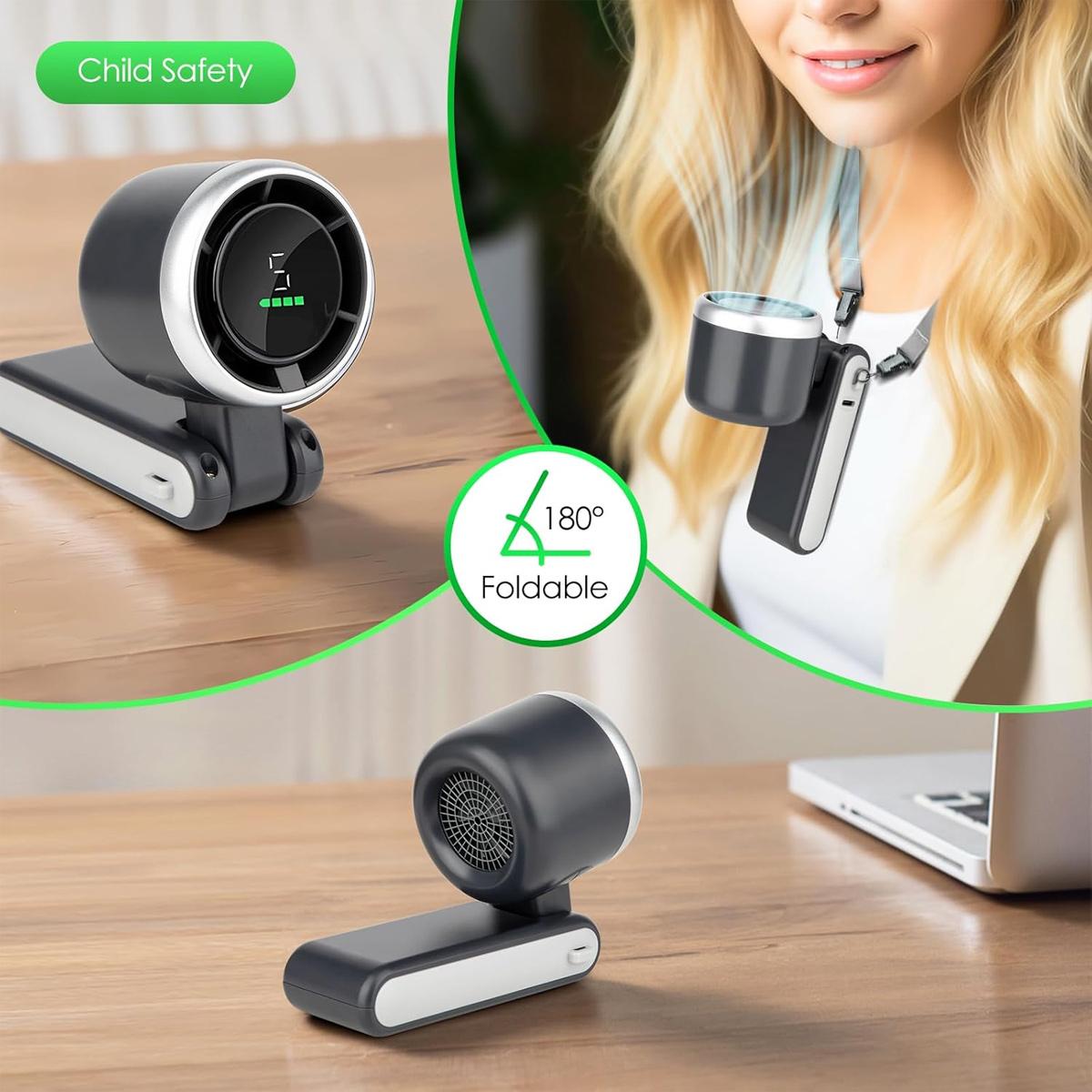 Portable Handheld Turbo Fan, 5-speed Wind Speed Fan, USB Rechargeable Travel Neck Fan, 3600mAh Battery & 15000RPM Speed, 180°Foldable with Air Turbo Tech Personal Cooling for Travel Outdoor Black Portable Handheld Turbo Fan, 5-speed Wind Speed Fan, USB Rechargeable Travel Neck Fan, 3600mAh Battery & 15000RPM Speed, 180°Foldable with Air Turbo Tech Personal Cooling for Travel Outdoor Black