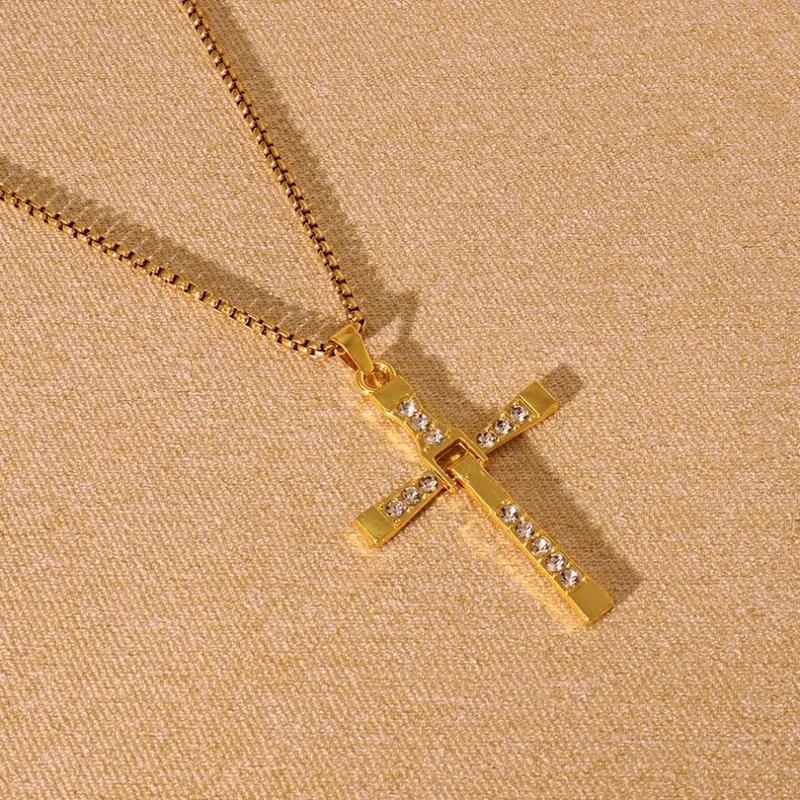 Dominic Toretto's Gold Cross Alloy Necklace ORSilver Cross Alloy Necklace from Fast and FuriousFAMlLY Cross Chain Vin Diesel YOU PICK!