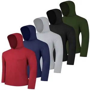 Lightweight Men's Athletic 5 Pack Long Sleeve Hoodies For Sun Protection Fishing Shirts Rash Guards