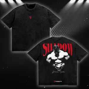 THE SHADOW 002 Old School Bodybuilding Oversized Washed T-Shirt, Men Workout Fitness Shirt, Gym Apparel, Workout Wear, Training Men's Top, Aesthetic Shirt, Discipline, Strength, Focus
