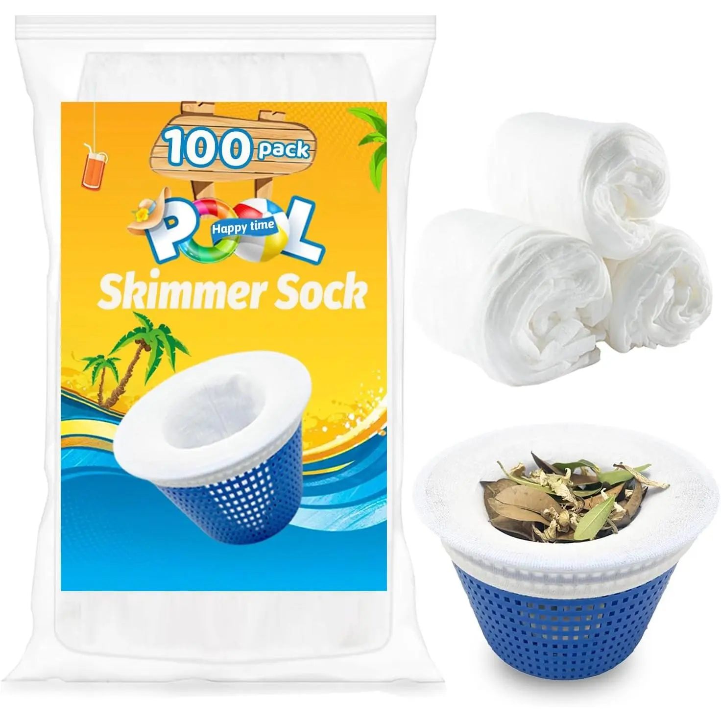 100pack Pool Skimmer Socks, Pool Fliter Socks Swimming Pool Skimmer Basket Sock Pool Filter Socks Pool Cleaning Filter Socks Cleans Debris and Leaves for In-Ground or Above Ground Pools