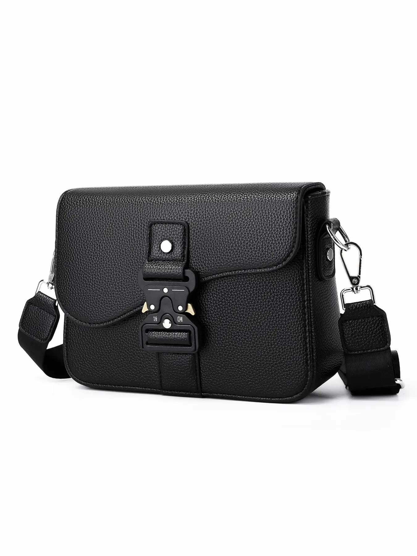 Alligator Texture Shoulder Bag, Cool Function Buckle Crossbody Bag, Commuter Casual Flap Small Square Bag, Unisex Universal Shoulder Bag
