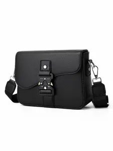 Alligator Texture Shoulder Bag, Cool Function Buckle Crossbody Bag, Commuter Casual Flap Small Square Bag, Unisex Universal Shoulder Bag