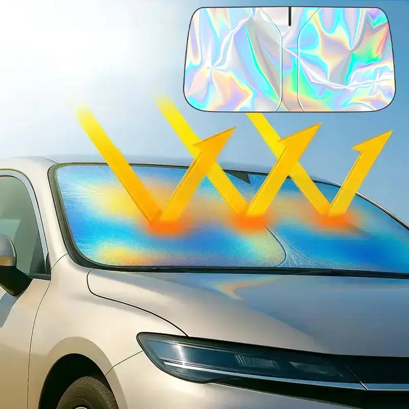 Laser Car Windshield Sun Shade | Reflector Sunshade Offers Ultimate Protection for Car Interior | Cool Reflective Sun Blocker Fits Sedan/SUV(57x31.5 in)