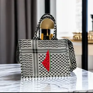 Palestine Keffiyeh Print Canvas Tote Bag