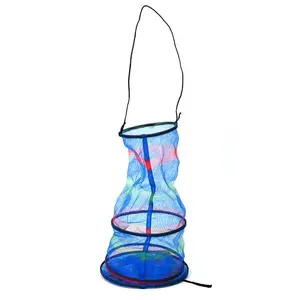 Collapsible Fishing Basket in 3 Layers, Bottom Has Adjustable Buckle