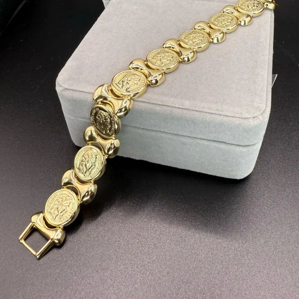 14k Gold plated COD#0329 bracelet emperador Napoleon 8 inches