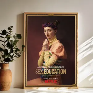 Sex Education Season 2 Netflix Poster Wall Art Vintage Black and White Art Posters Funky Aesthetic Canvas Prints Retro Bar Cart Decor for Bar Bedroom