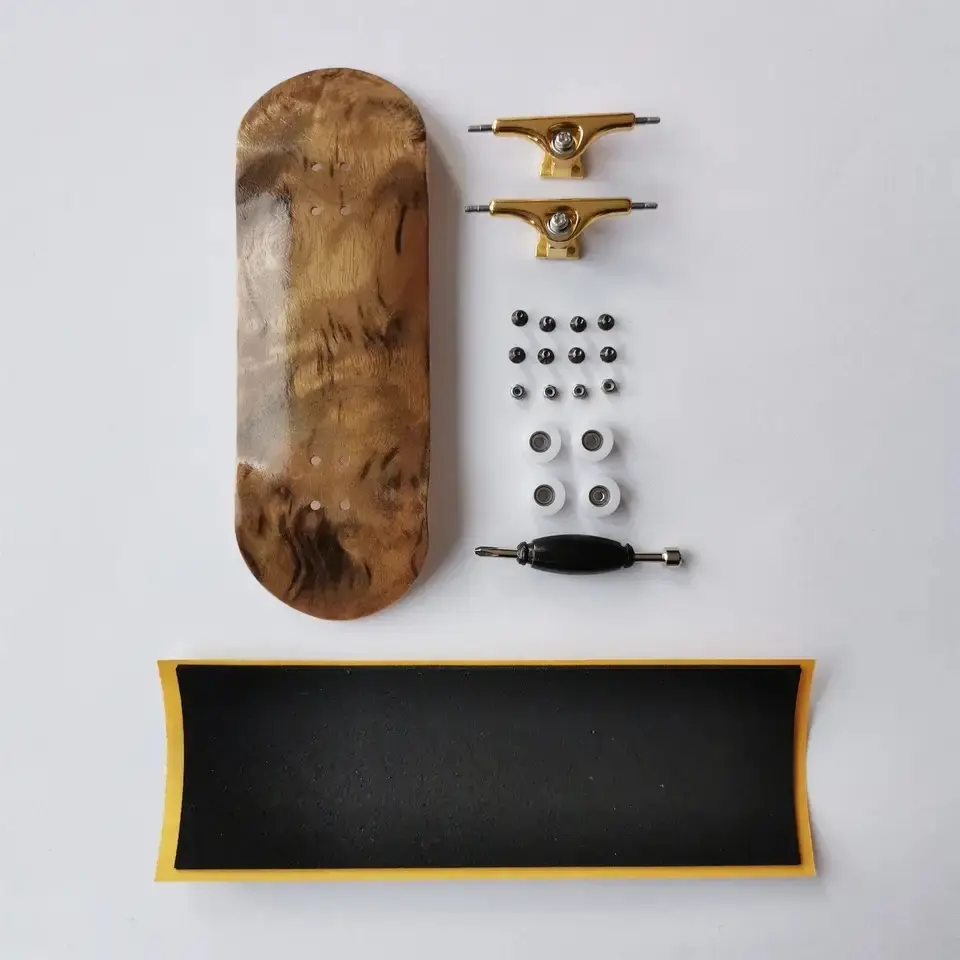 34mm Complete Wood Fingerboard New Shape Truck Fingerboard 34mm Complete Finger Skate Board Set Professional Mini Skateboard Toys for Fingerboarders