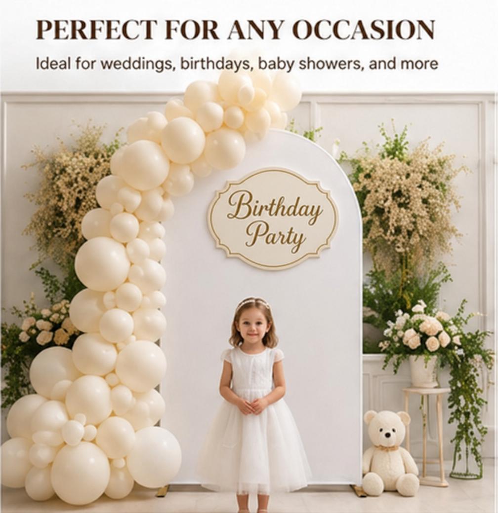 6/6.6/7.2FT Spandex Arch Backdrop Cover, Stretch Fitted Chiara Arch Cover for Round Top Backdrop Stand, Double Sided Wrinkle Resistant Washable Reusable Arch Stand Cover for Wedding, Baby Shower, Birthday, Bridal Shower, Party Decor