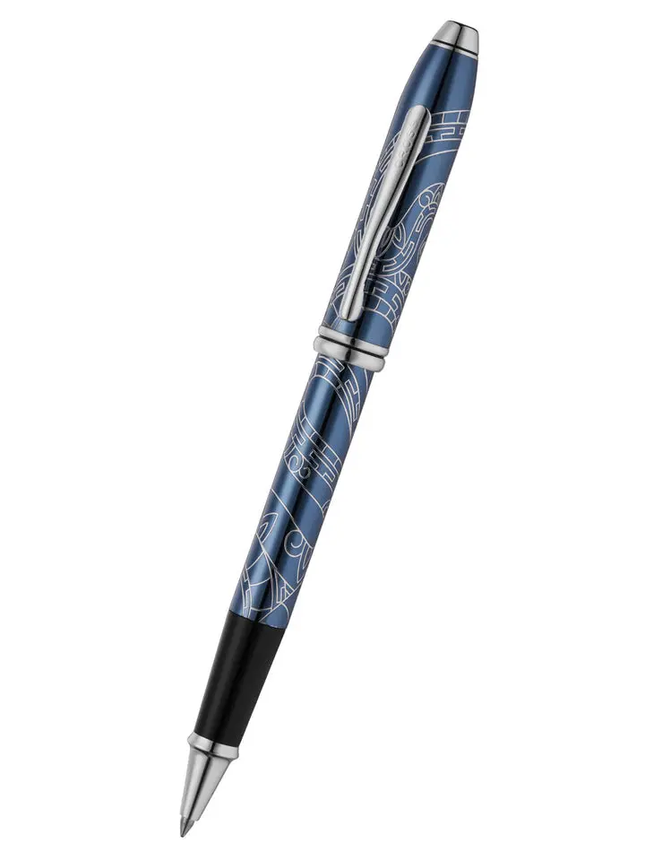 Townsend Zodiac Year of the Snake Blue Lacquer Rollerball Pen - Office Stationery Writing Tool for Daily Office Use