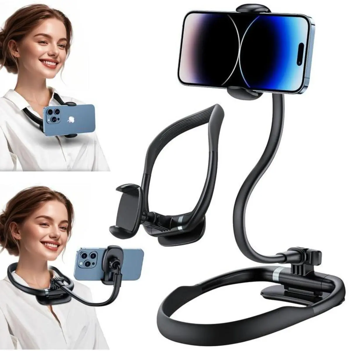 Wintory Silicone Mobile Portable Wireless Phone Holder Stand for Bed - Flexible Gooseneck Neckband, Lightweight Design, Hands-Free Use for 4-7 Inch Smartphones (iPhone, Samsung)
