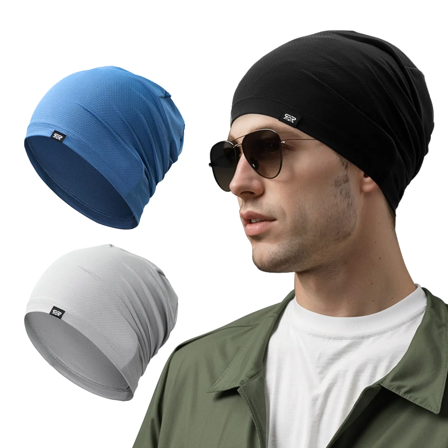 Solid Color Cooling Skull Cap, Sweat Wicking Cycling Running Beanie, Motorcycle Hat, Helmet Liner for Men & Women