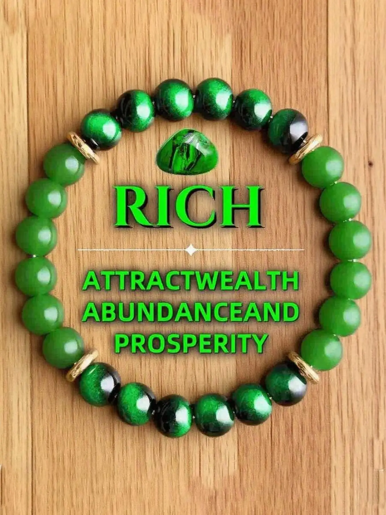 1pc 8mm Gradient Green Lucky Wealth Bracelet - Money Bracelet, Natural Fashionable Accessory, Attracts Wealth And Good Fortune, Suitable For Men and Women, Perfect Gift For Any Occasion, Boho Style, Durable Stone, Spiritual Explorer, Jewelry Gifts